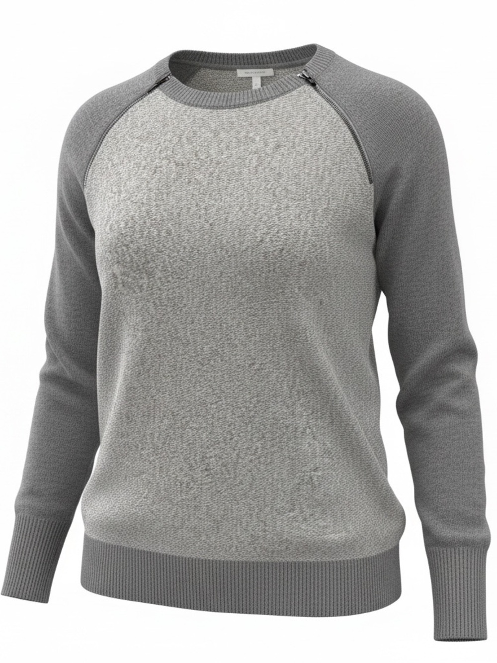 Banana Republic Italian Wool Two-Tone Gray Raglan Crewneck Sweater